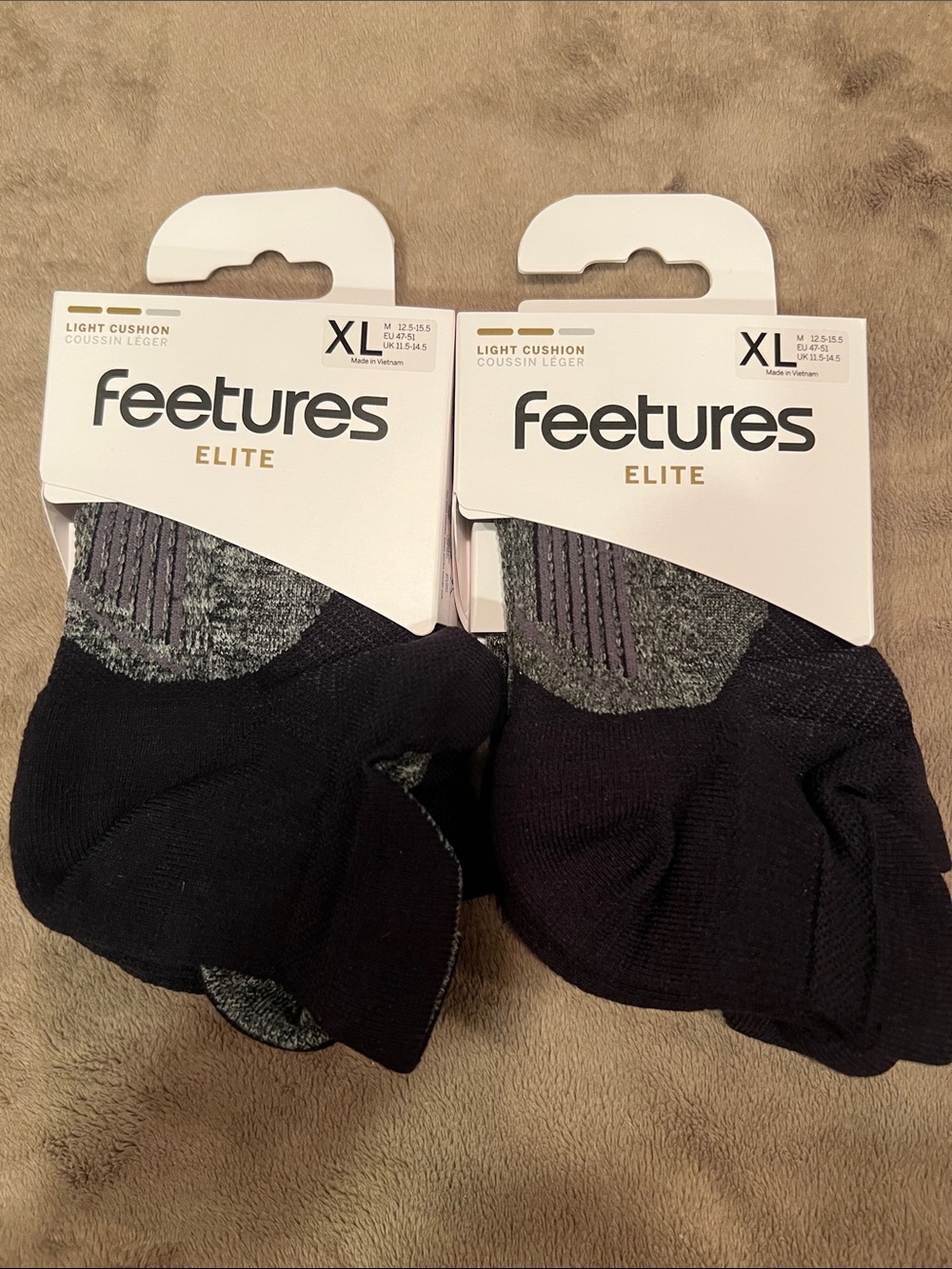 Feetures Elite Men's Athletic No-Show Socks in Black- 2 Pack